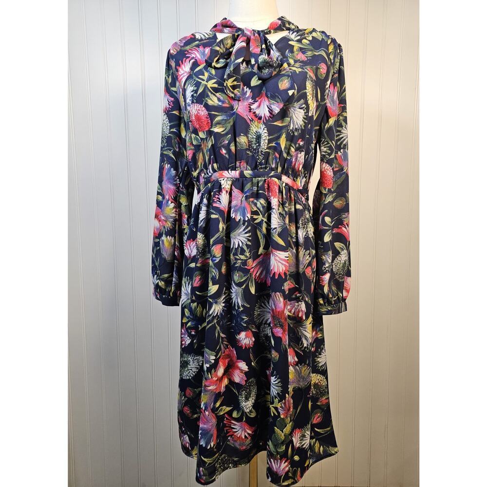 J. Crew High Tie Neck Floral Dress Women's Size S Midi Party Cottage‎ Boho